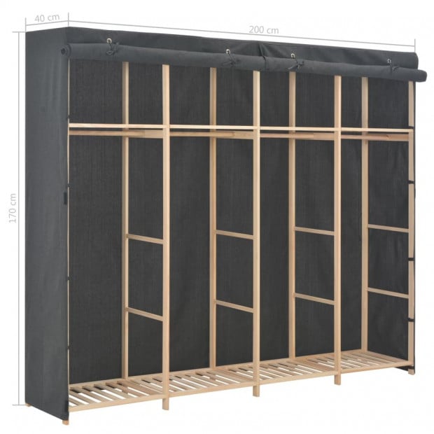 Wardrobe Grey 200x40x170 Cm Fabric Image 6