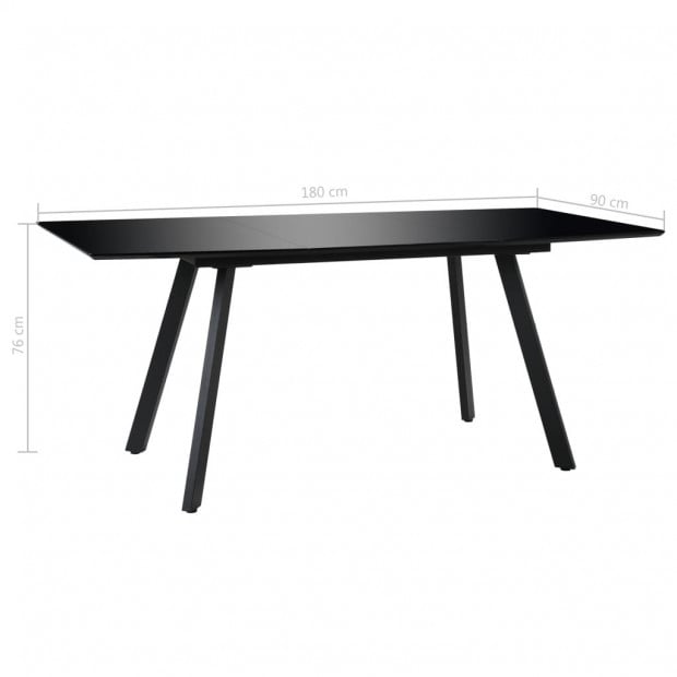 Dining Table High Gloss Black 180x90x76 Cm Mdf Image 6