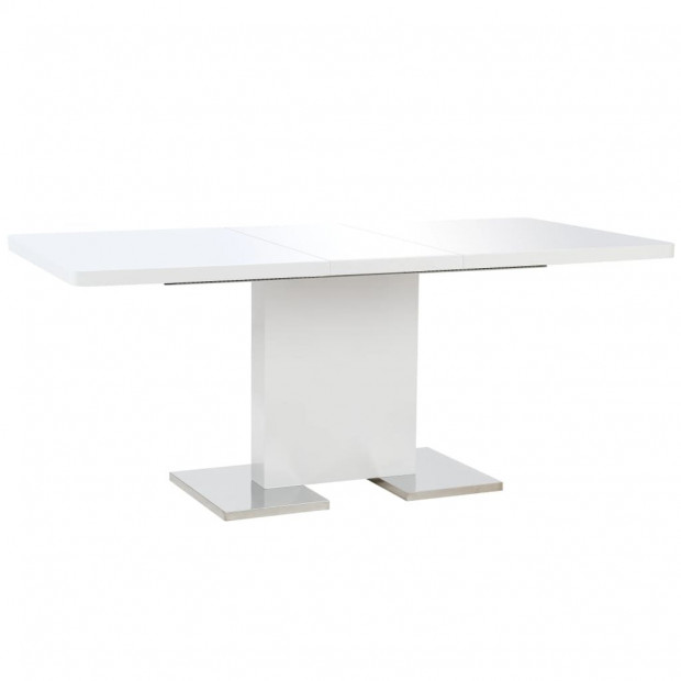 Extendable Dining Table High Gloss White 180x90x76 Cm Mdf