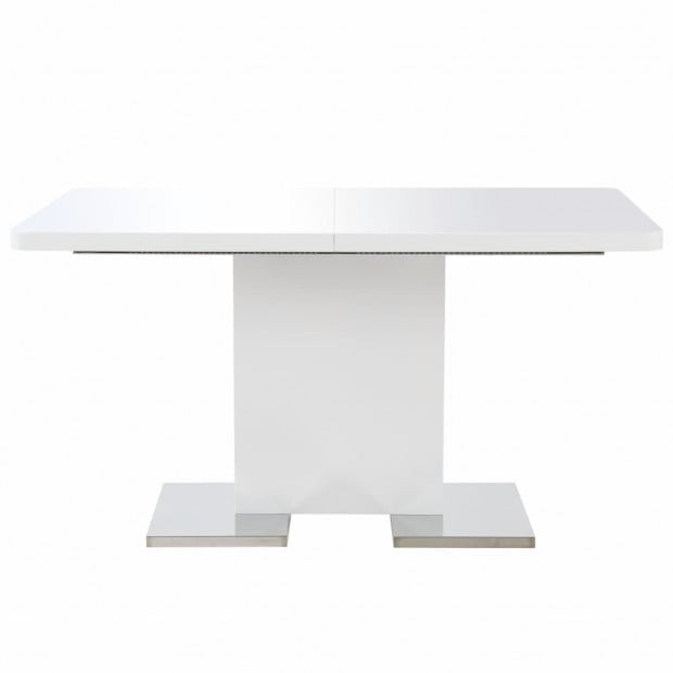 Extendable Dining Table High Gloss White 180x90x76 Cm Mdf Image 2