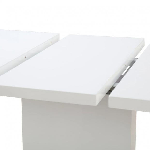 Extendable Dining Table High Gloss White 180x90x76 Cm Mdf Image 6