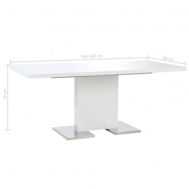 Extendable Dining Table High Gloss White 180x90x76 Cm Mdf Image 9