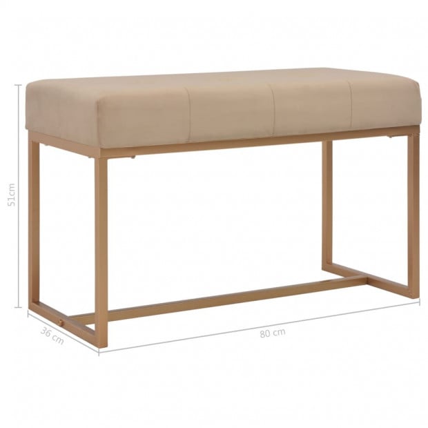 Bench 80 Cm Beige Velvet Image 5