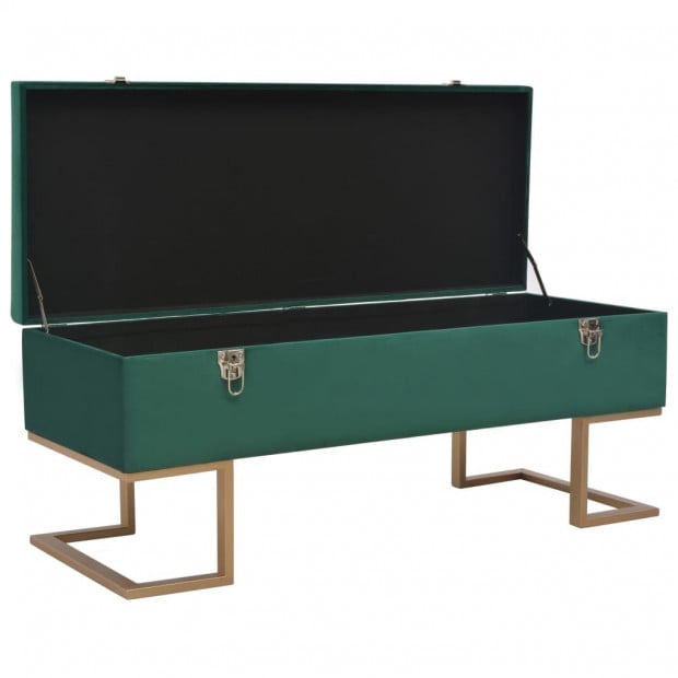 Bench With Storage Compartment 105 Cm Green Velvet Image 2