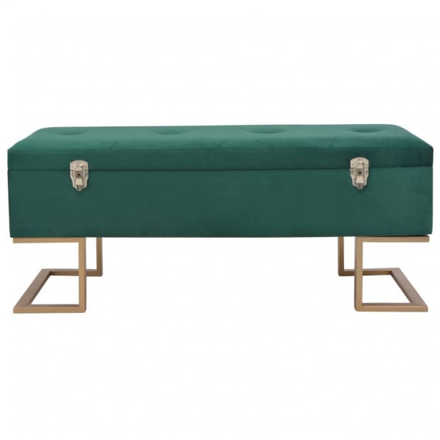 Bench With Storage Compartment 105 Cm Green Velvet Image 3