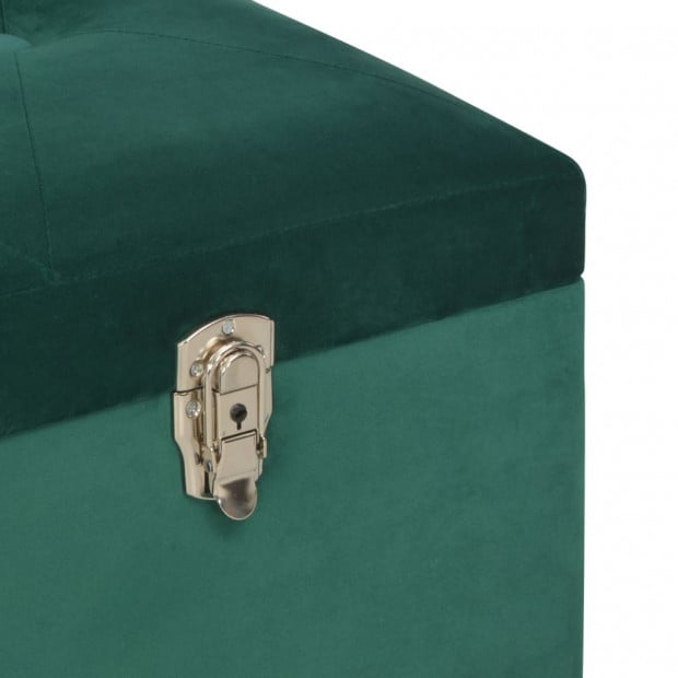 Bench With Storage Compartment 105 Cm Green Velvet Image 6