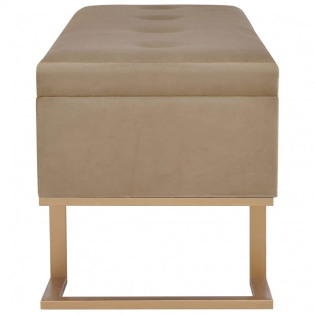 Bench With Storage Compartment 105 Cm Beige Velvet Image 4