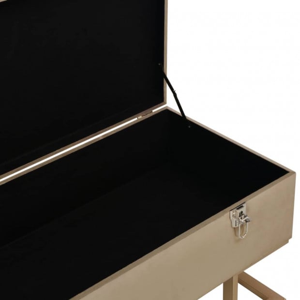 Bench With Storage Compartment 105 Cm Beige Velvet Image 5