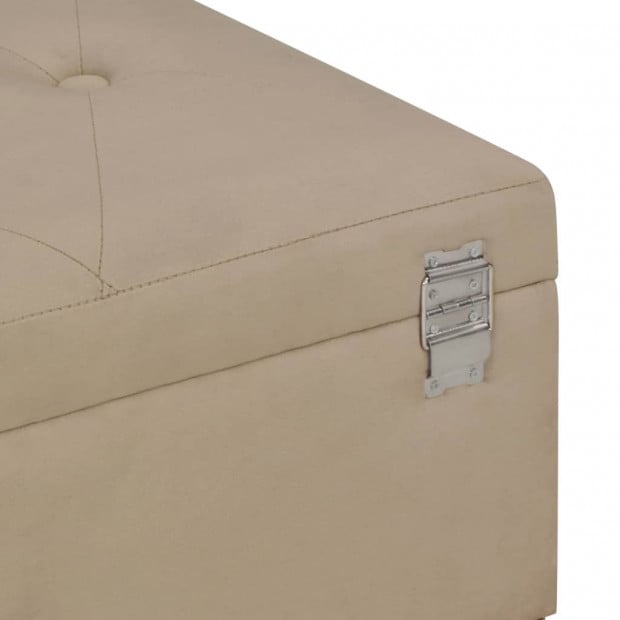 Bench With Storage Compartment 105 Cm Beige Velvet Image 6