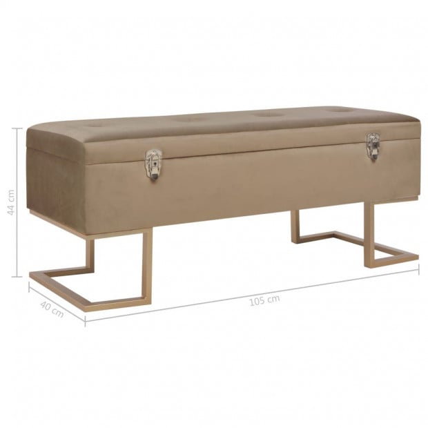 Bench With Storage Compartment 105 Cm Beige Velvet Image 7