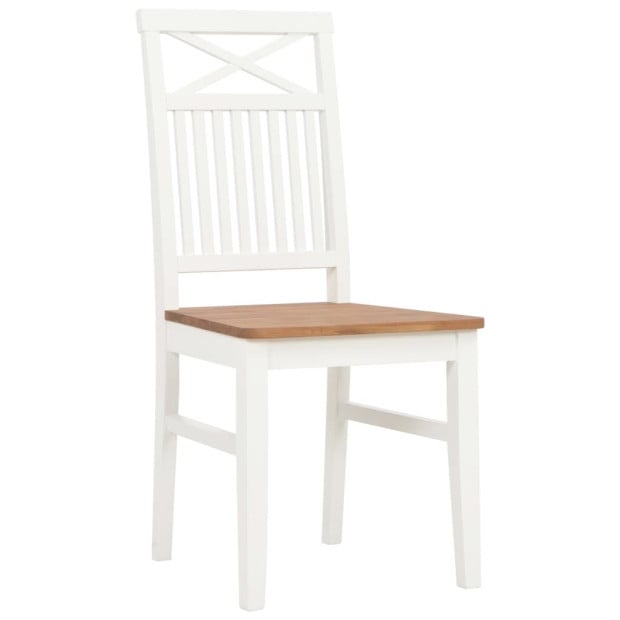 Dining Chairs 2 Pcs White Solid Oak Wood Image 2