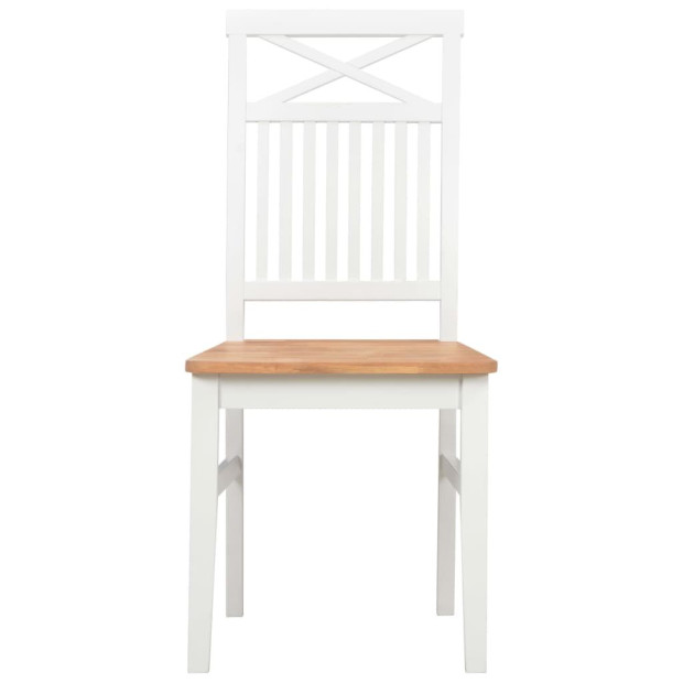 Dining Chairs 2 Pcs White Solid Oak Wood Image 3