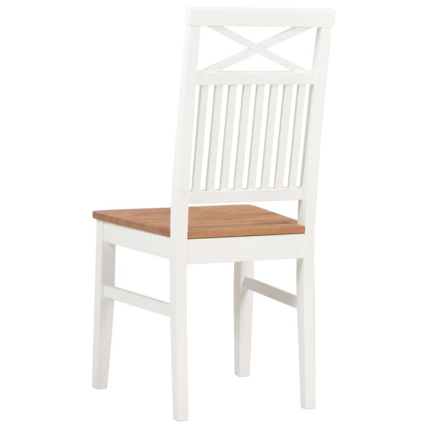 Dining Chairs 2 Pcs White Solid Oak Wood Image 5