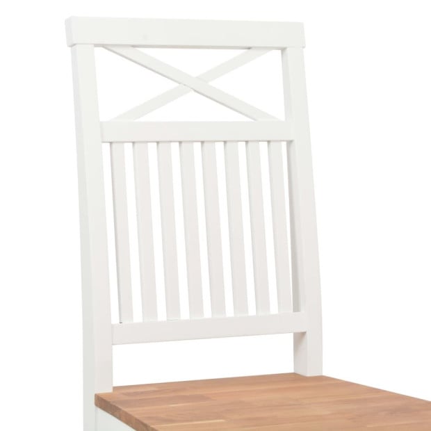 Dining Chairs 2 Pcs White Solid Oak Wood Image 7