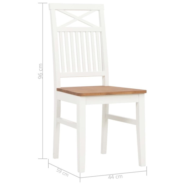 Dining Chairs 2 Pcs White Solid Oak Wood Image 8