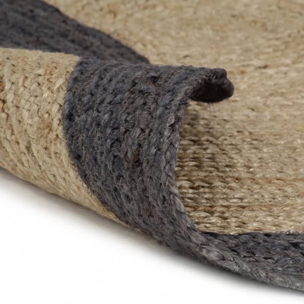 Handmade Rug Jute With Dark Grey Border 120 Cm Image 4