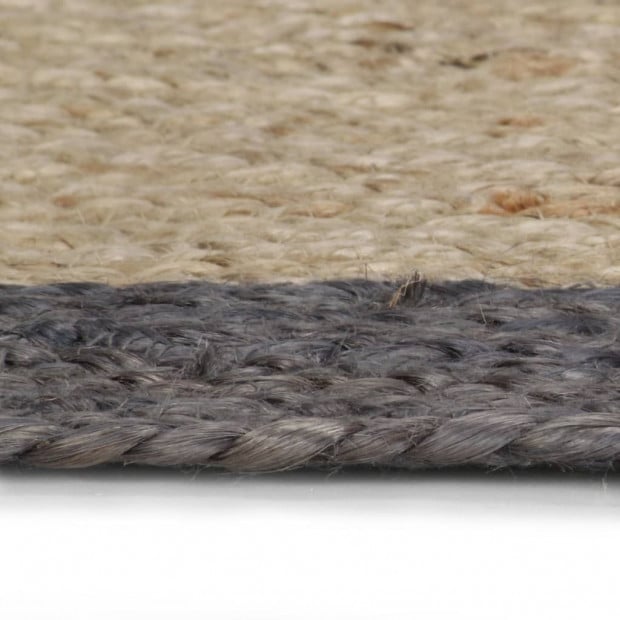 Handmade Rug Jute With Dark Grey Border 120 Cm Image 5