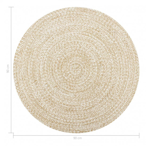 Handmade Rug Jute White And Natural 90 Cm Image 5