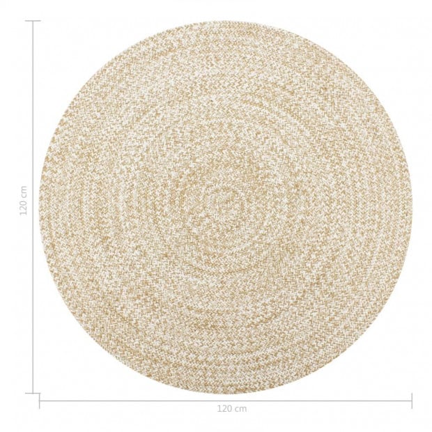 Handmade Rug Jute White And Natural 120 Cm Image 5