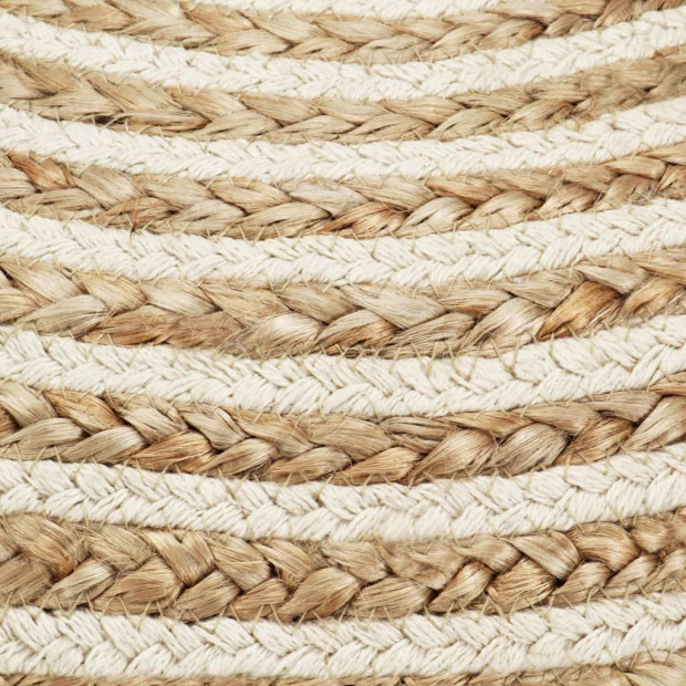 Handmade Pouffe 45x30 Cm Jute with Spiral Pattern Image 2