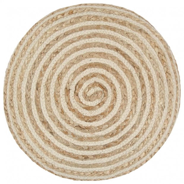 Handmade Pouffe 40x45 Cm Jute with Spiral Pattern Image 3