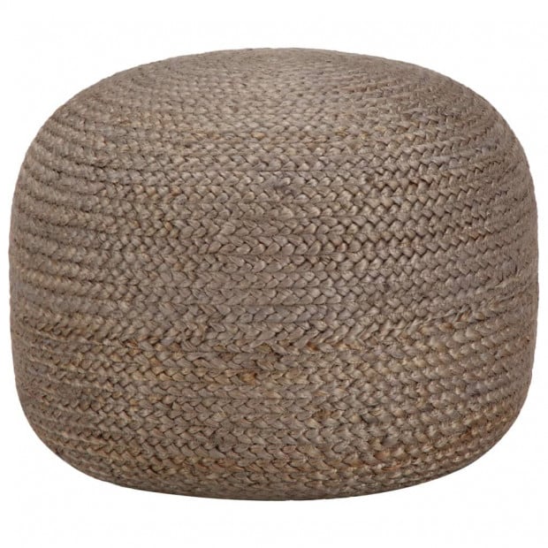 Handmade Pouffe Light Grey 45x30 Cm Jute