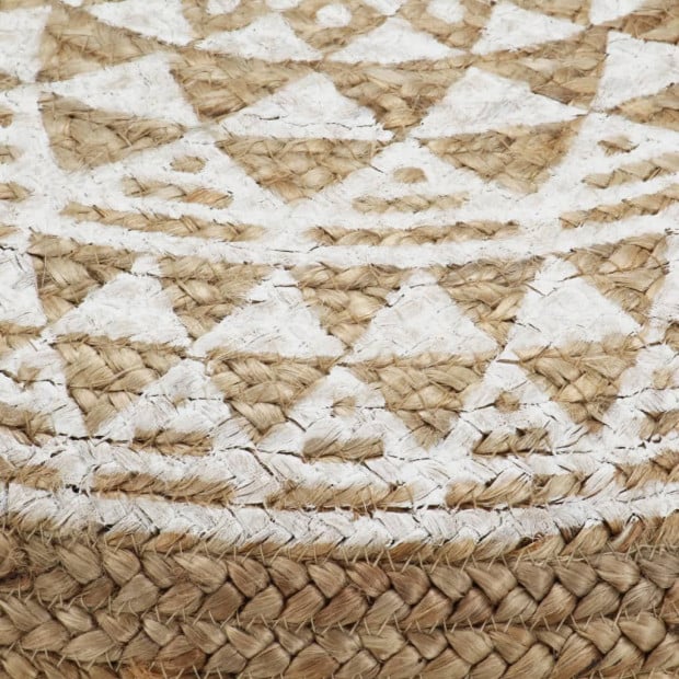Handmade Pouffe White 45x30 Cm Jute Image 2