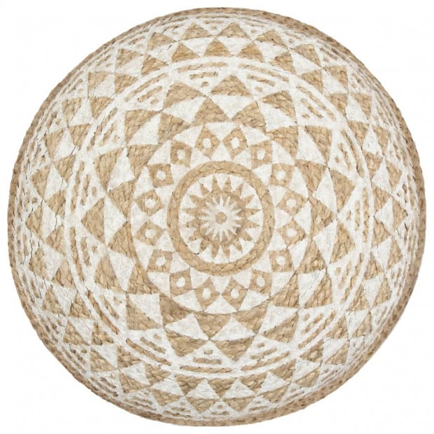 Handmade Pouffe White 45x30 Cm Jute Image 3