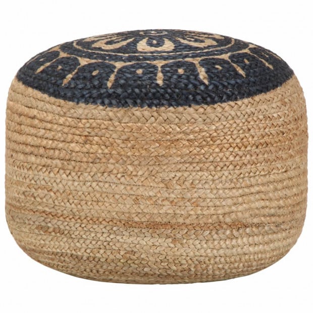 Handmade Pouffe Blue 45x30 Cm Jute
