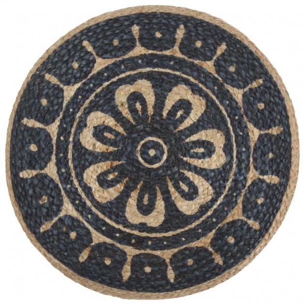 Handmade Pouffe Blue 45x30 Cm Jute Image 3