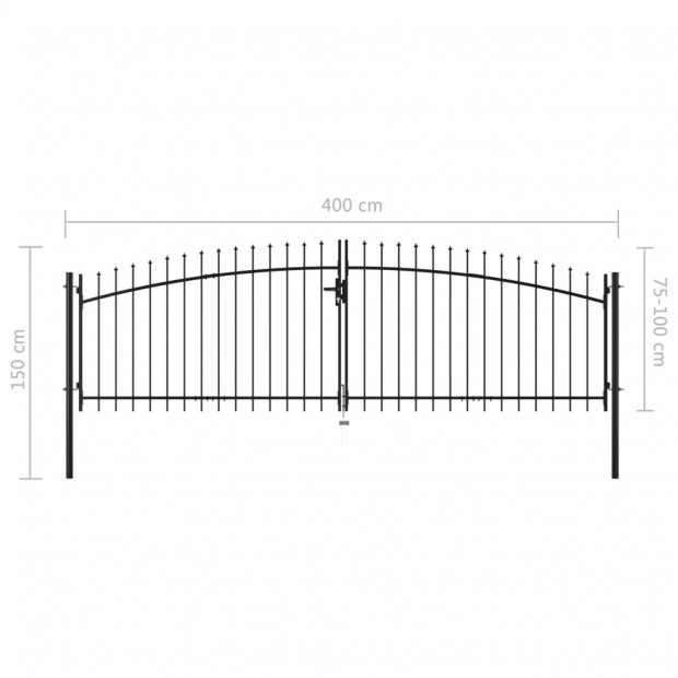 Garden Double Door Fence Gate With Spear Top 400x150cm Image 5