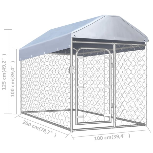 Outdoor Dog Kennel With Roof 200x100x125 Cm Image 5