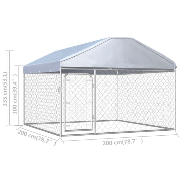 Outdoor Dog Kennel With Roof 200x200x135 Cm Image 5