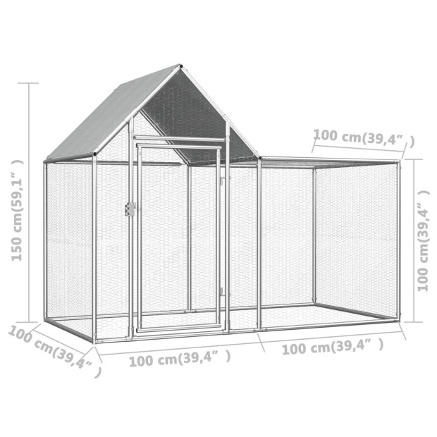 Chicken Coop 2x1x1.5 M Galvanised Steel Image 6