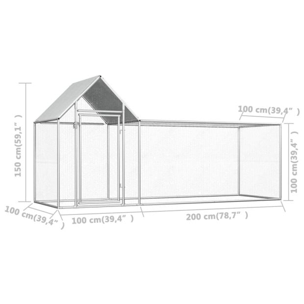Chicken Coop 3x1x1.5 M Galvanised Steel Image 6