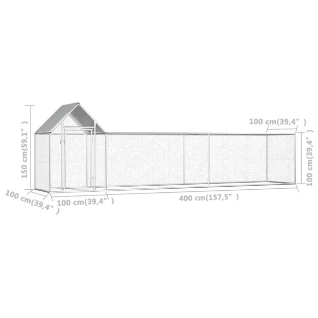 Chicken Coop 5x1x1.5 M Galvanised Steel Image 6