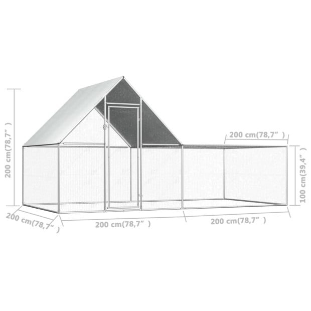 Chicken Coop 4x2x2 M Galvanised Steel Image 6