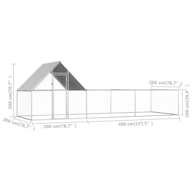 Chicken Coop 6x2x2 M Galvanised Steel Image 6
