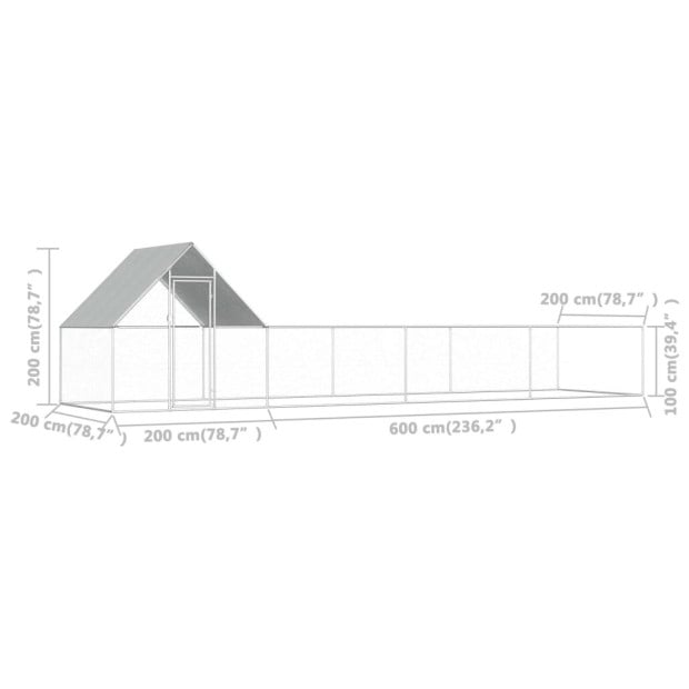 Chicken Coop 8x2x2 M Galvanised Steel Image 6