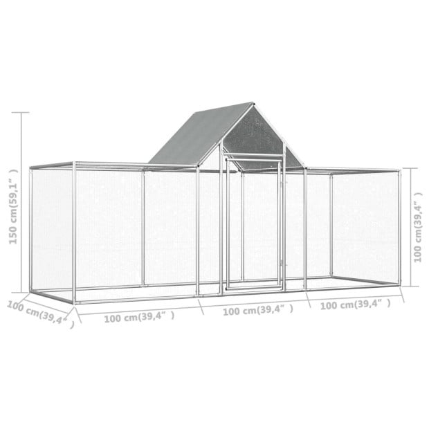 Chicken Coop 3x1x1.5 M Galvanised Steel Image 6