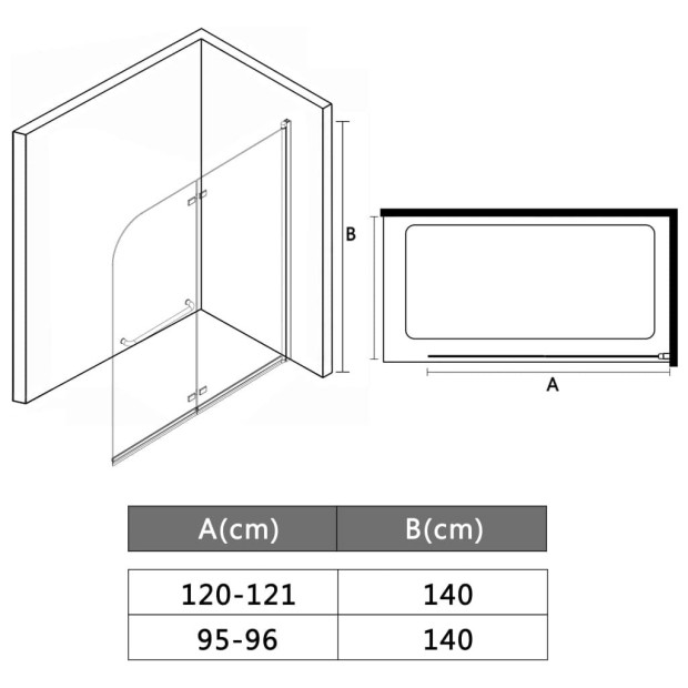Folding Shower Enclosure 2 Panels Esg 120x140 Cm Image 7