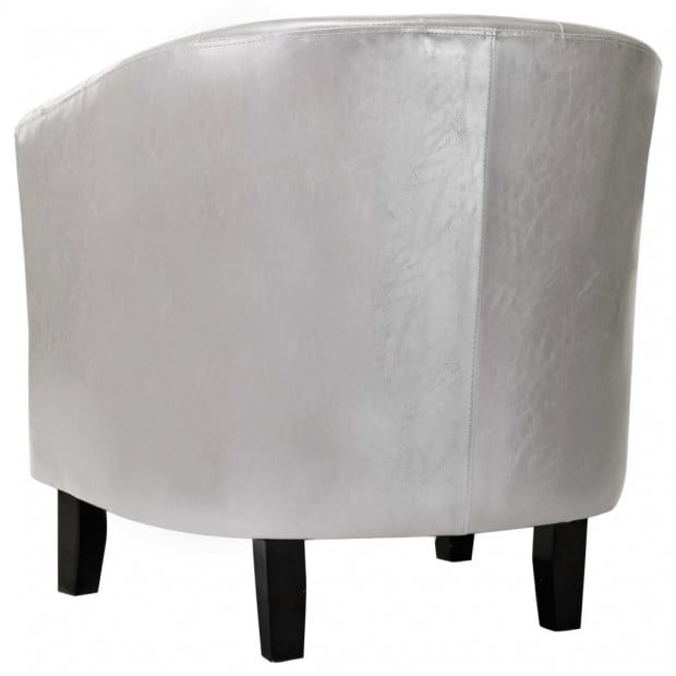 Tub Chair Silver Faux Leather Image 5