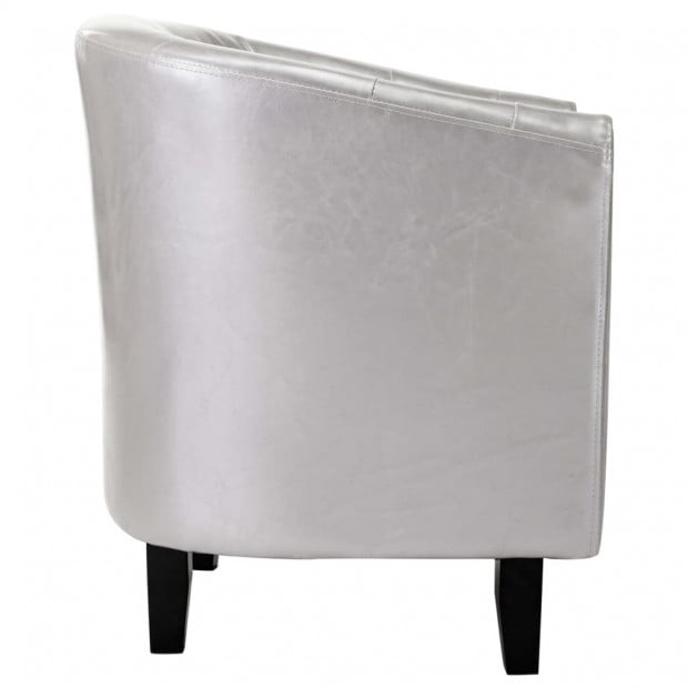 Tub Chair Silver Faux Leather Image 6