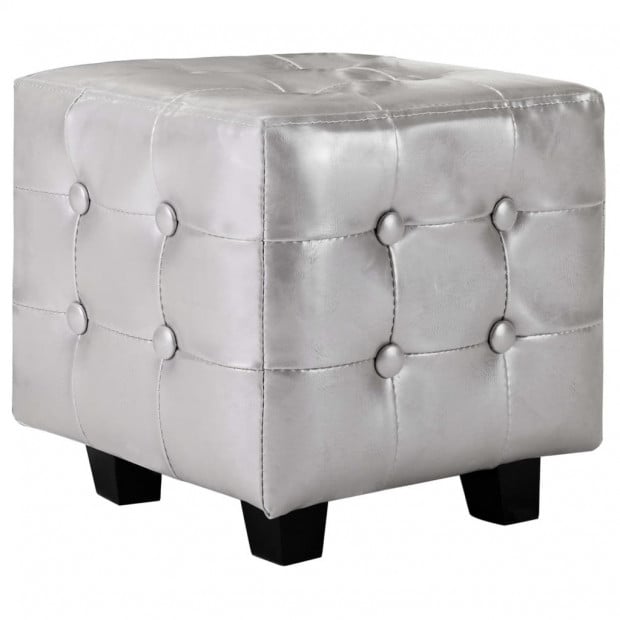 Tub Chair With Footstool Silver Faux Leather Image 7
