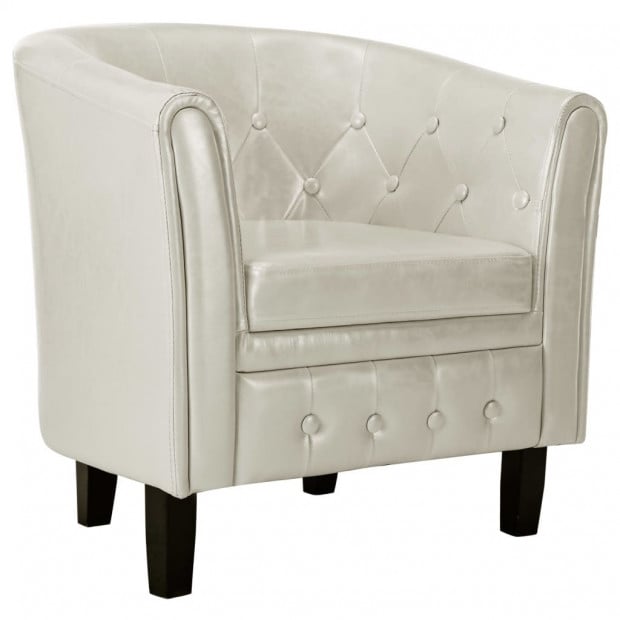 Tub Chair White Faux Leather Image 2