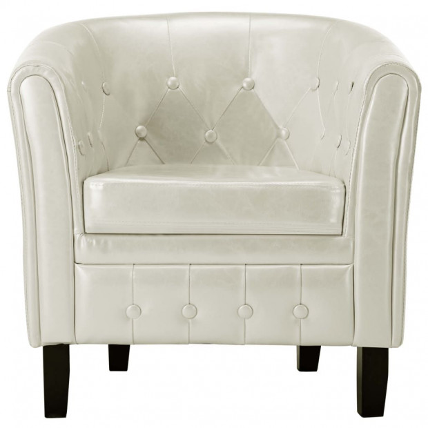 Tub Chair White Faux Leather Image 4