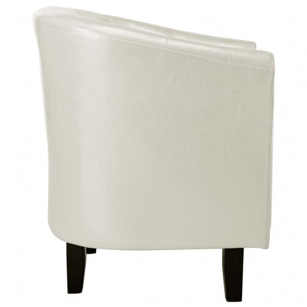 Tub Chair White Faux Leather Image 5