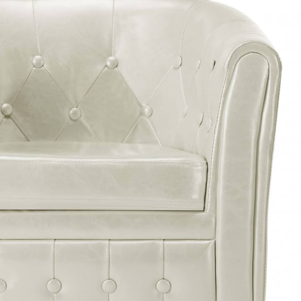 Tub Chair White Faux Leather Image 7