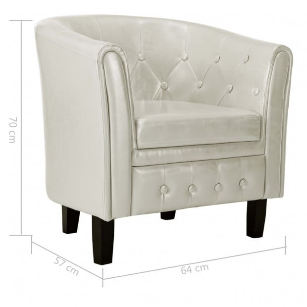 Tub Chair White Faux Leather Image 8