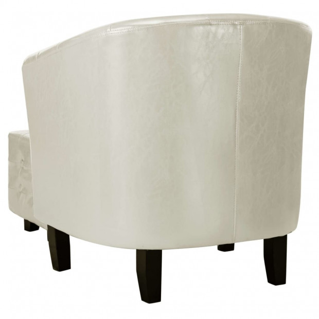 Tub Chair With Footstool White Faux Leather Image 6